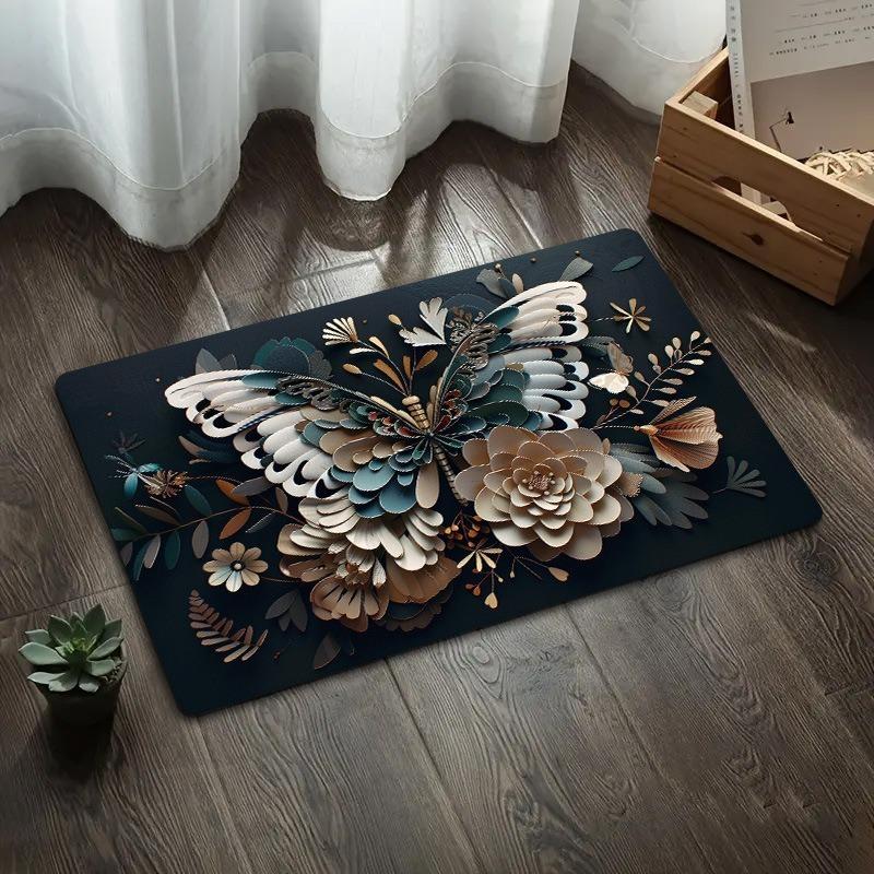 

3D Butterfly Diatom Mud Floor Mat Bathroom Water Absorbing Anti Slip Mat Toilet Door Rubbing Anti Slip Quick Drying Foot Mat 40X60CM