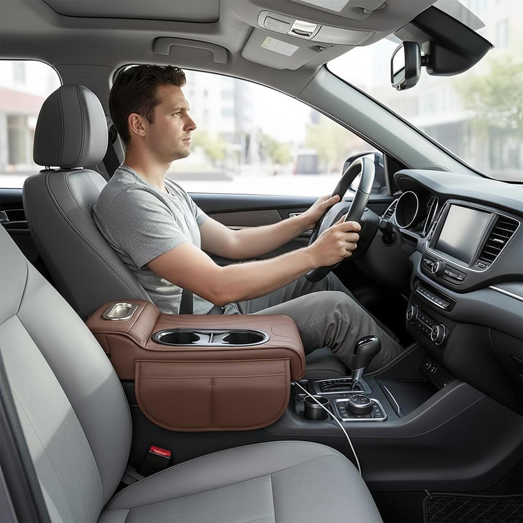 Car Armrest Storage Box Automotive Arm Rest Pillow Booster Armrest Cushion For Car Console For SUV RV Truck Sedan Vehicle Auto