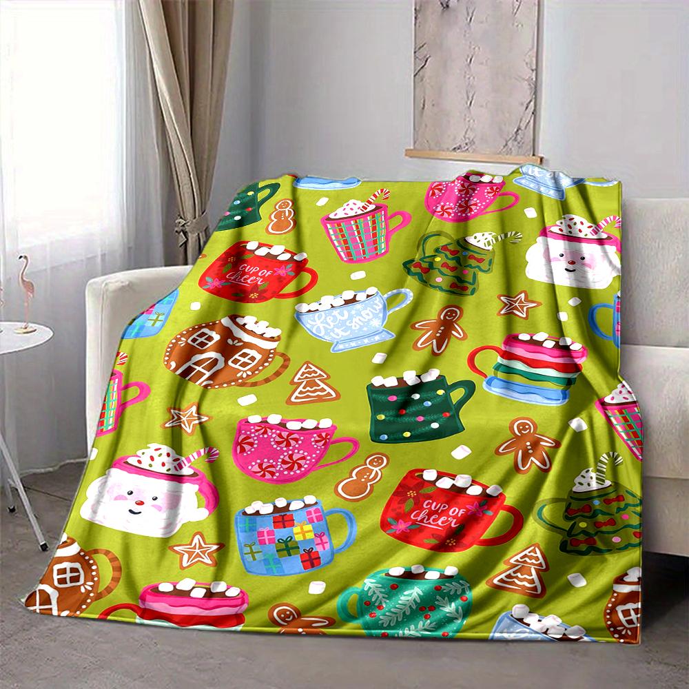 1Pc Santa Claus Reindeer Blanket Soft And Comfortable Casual Warm Camping Travel Christmas Halloween Gift M91717