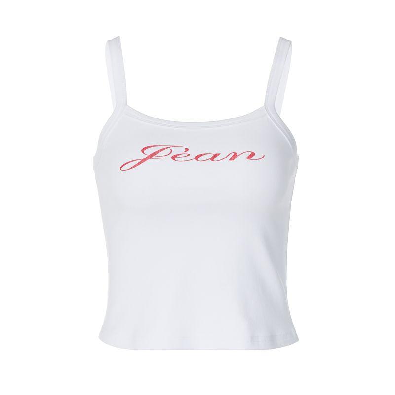 

Letter Print Summer Slim-Fitting Suspenders Vest 2024 White M