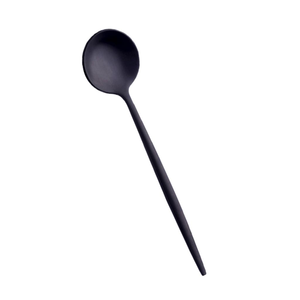 Long Stainless Steel Ice Teaspoons Coffee Soup Tea Spoons Colorful , Black, as described