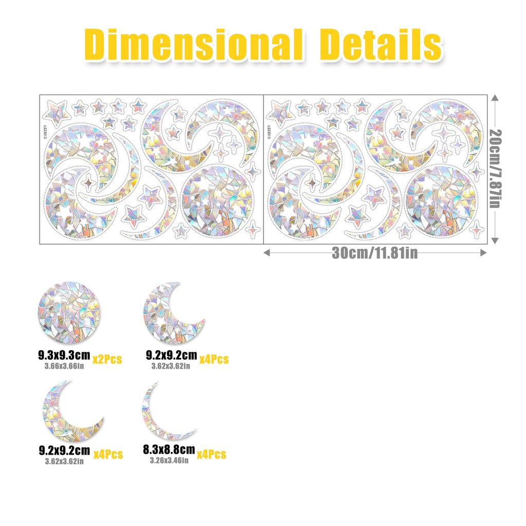 2PC Laser Glass Paper Sunshine Catcher Colorful Window Stickers Rainbow Prism Anti Collision Christmas Snowflake Glass Sticker