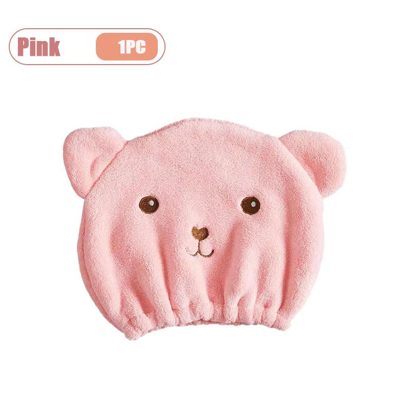 Hair Towel Cartoon Dry Hair Wrap Cute Thickened Solid Color Bathroom Turban Absorbent Quick Dry Shower Cap Bathroom Accessories