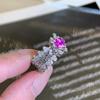 Zhuo Zhifan Lace Pink Bao S925 Silver Ring 6x8mm Pigeon Egg Style for Women