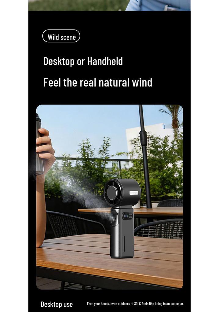 Alyster HX-F532 Handheld Mini Fan with Ice Compress, Cooling Spray, Humidification, 100-Speed Settings
