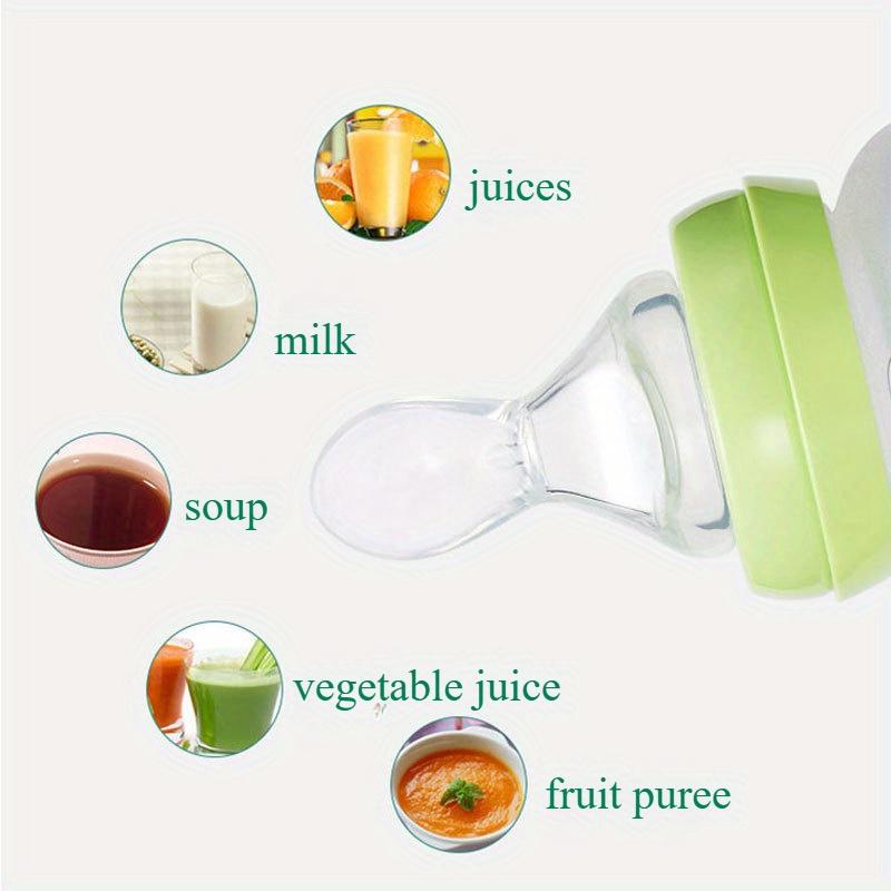 Sichere und praktische Silikon-Babyflasche mit Löffel, Nahrungsergänzungsmittel, Reisflockenflasche, Quetschlöffel, Milchflasche, Tasse