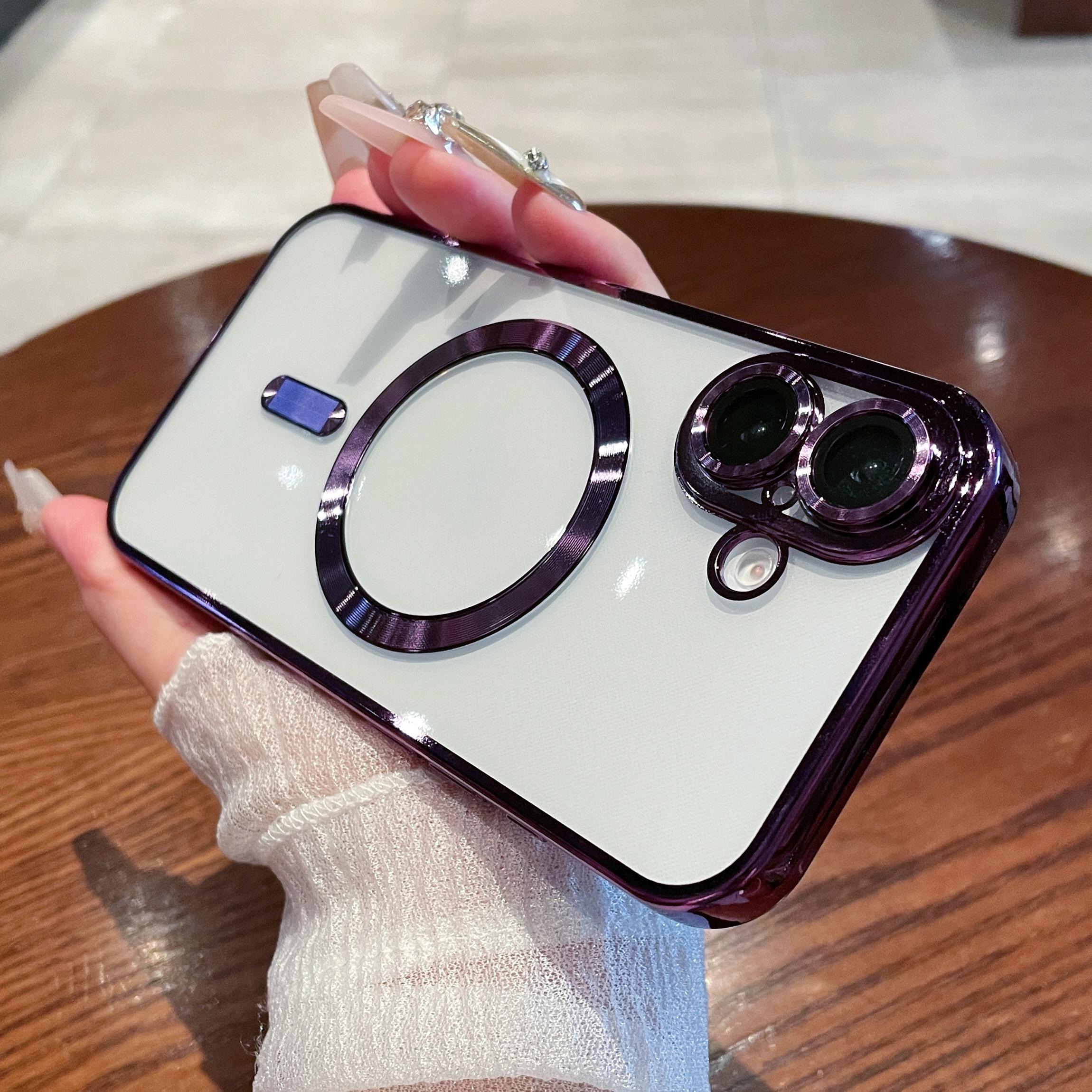 

Роскошный магнитный прозрачный чехол для телефона iPhone 16 15 14 13 12 11 16 Pro Max Plus для чехла для беспроводной зарядки Magsafe For iPhone 15