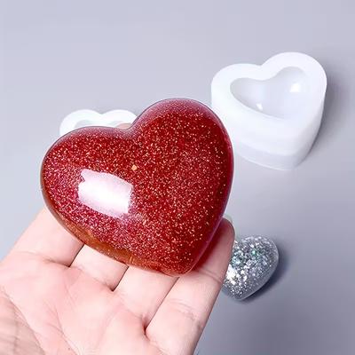 2Pcs Heart-Shaped Silicone Molds for DIY Crafts - Easy To Demold Non-Toxic Perfect for Handmade Soaps Candles Decorative Ornamen