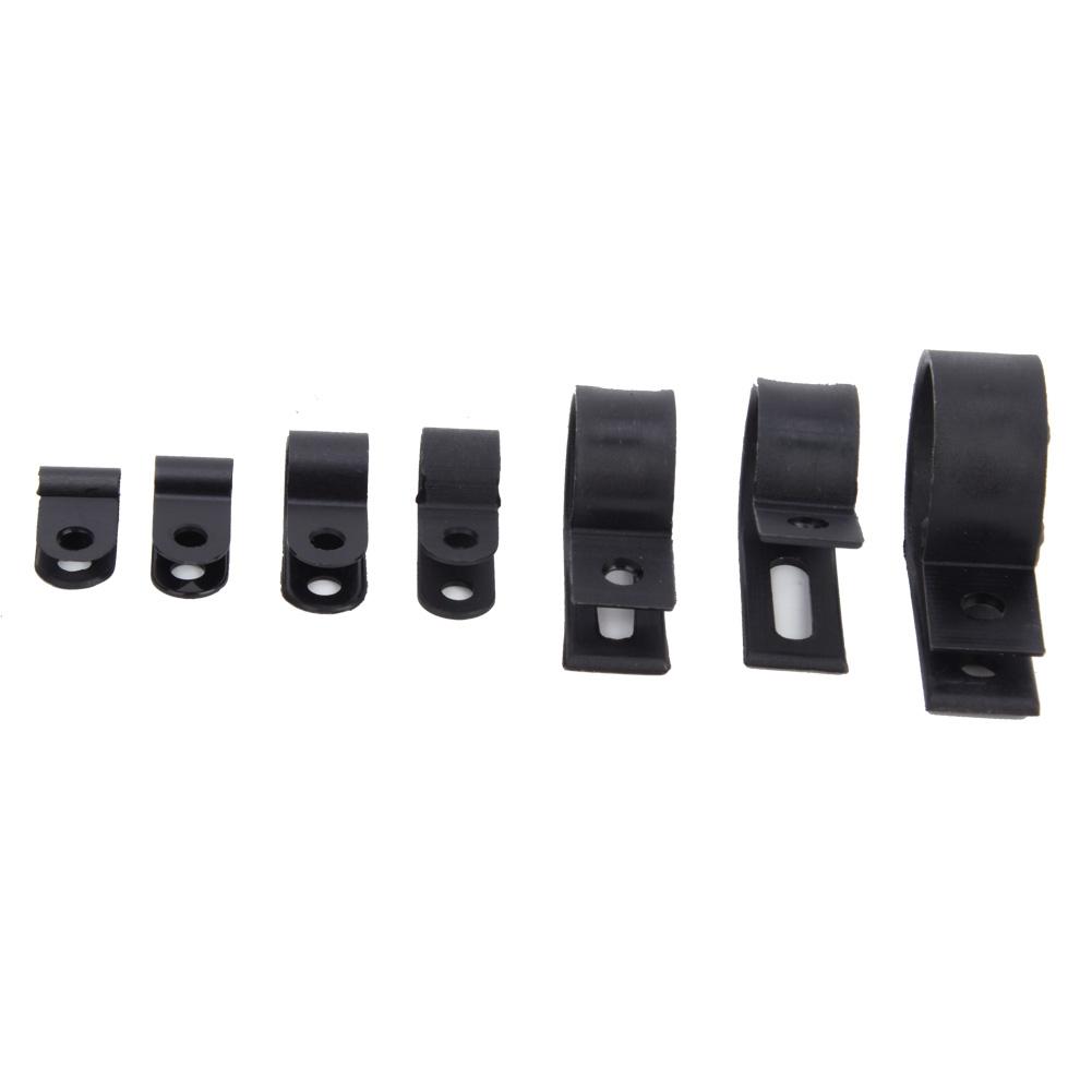 200pcs Plastic Nylon Cable Clamp R Type P Type Wire Clip Fasteners Assorted Box(Black )