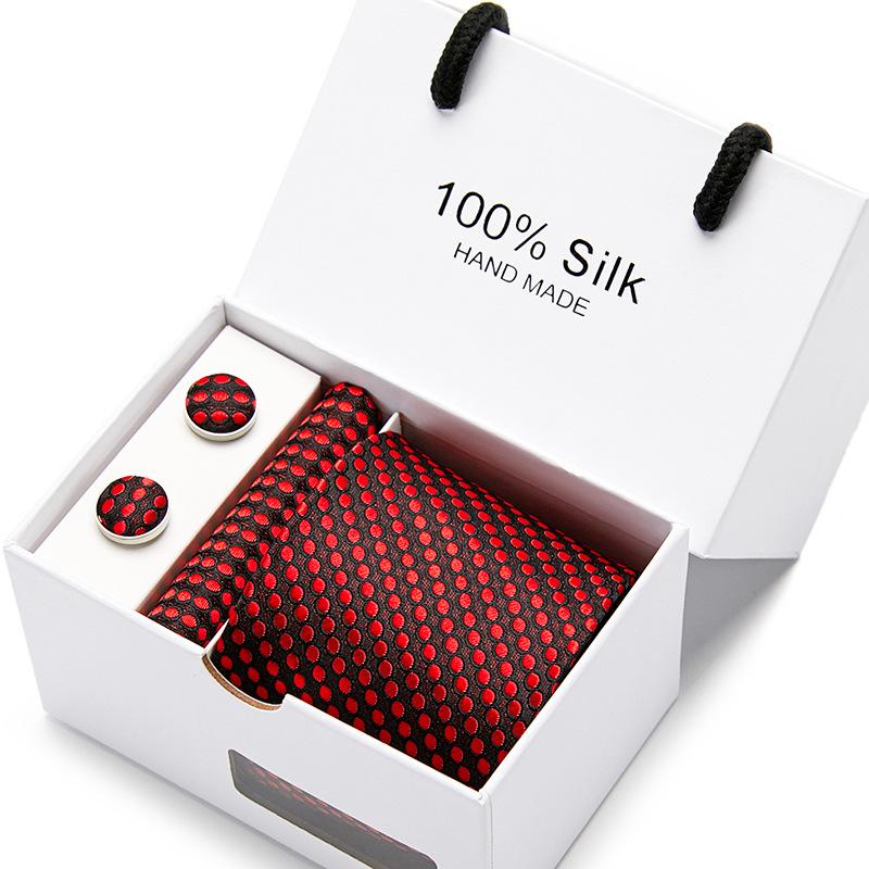 Men'S Tie Gift Box 5-Piece Set Tie Pocket Towel Scarf Cuff