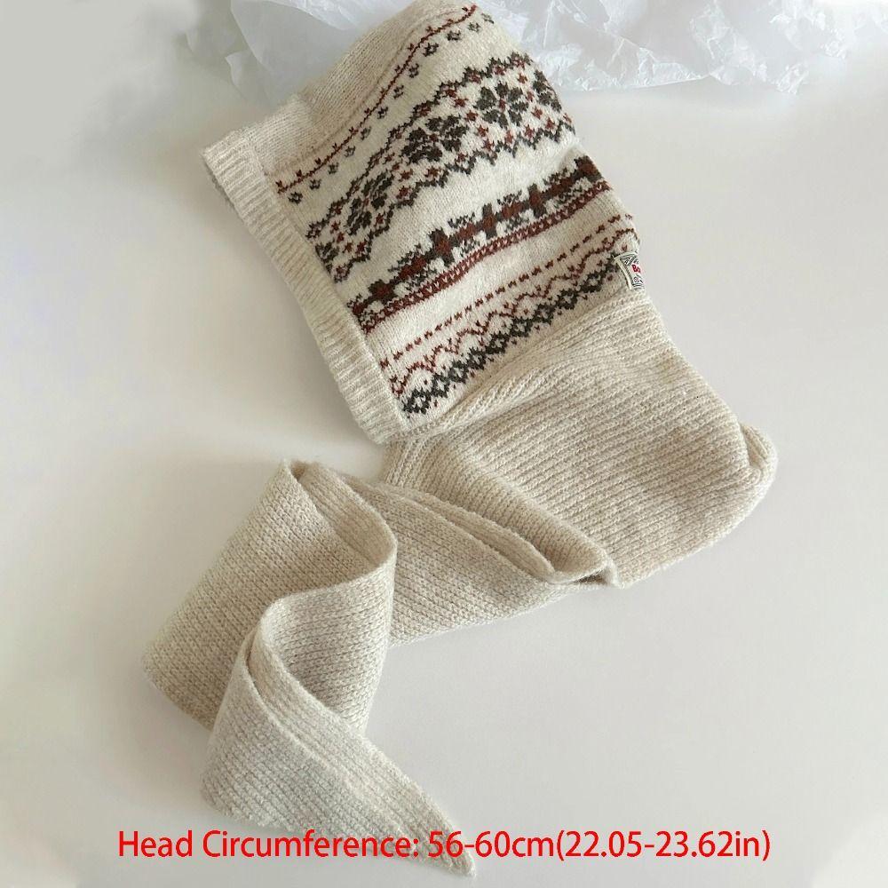 Cute Pullover Hat Jacquard Balaclava Hat Scarf Cap Fair Isle Style Ear Protection Hat Thickened Simple Knitted Hat Winter/Autumn
