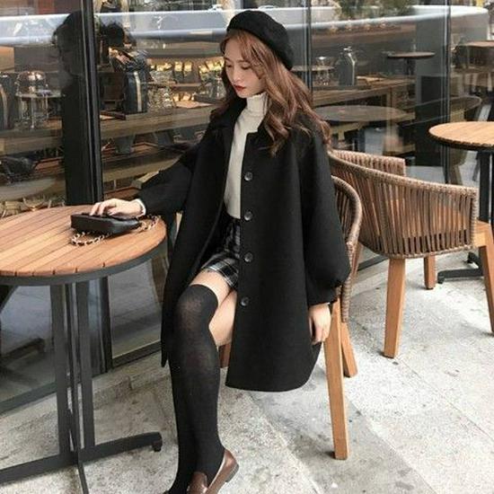 Women's Mid-Length Woolen Shirt Jacket - Autumn/Winter Korean Style, Loose Fit, Petite Versatile Coat