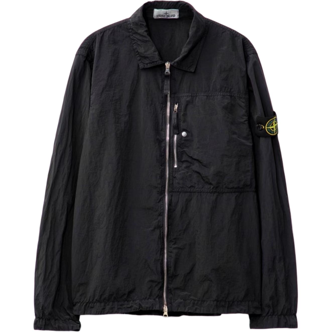 

STONE ISLAND Ss25 Нейлоновая куртка-ветровка с нашивкой с логотипом, на молнии, с длинными рукавами, мужская куртка, черная K1S1512000-05S0019-V0029 M