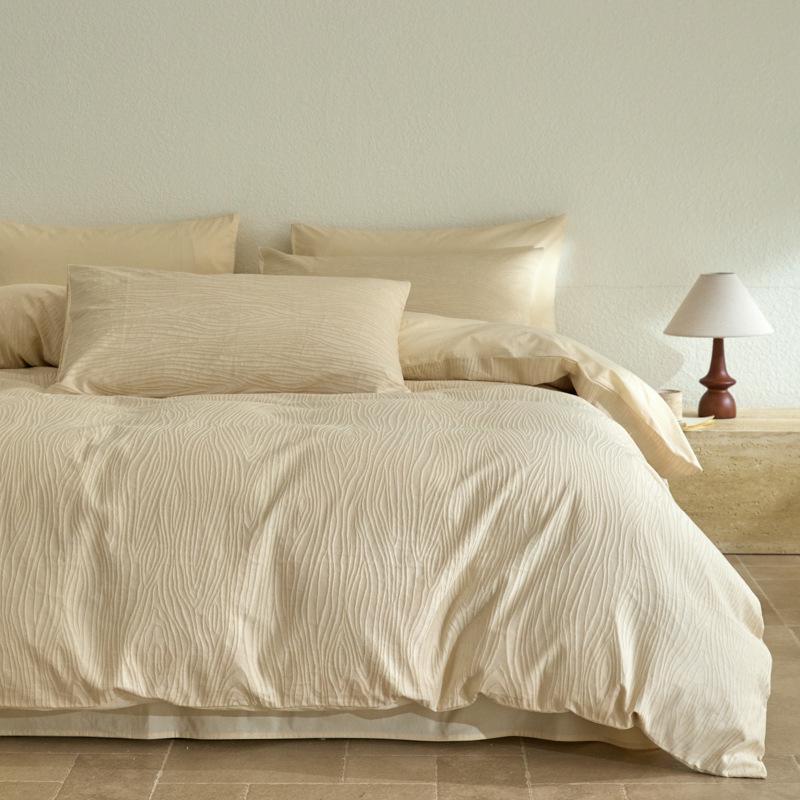 Elegant 3D Jacquard Cotton 4-Piece Bedding Set for Dorms
