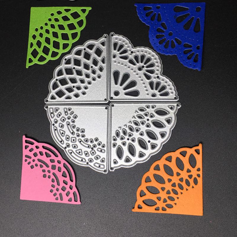 

Четырехсторонний угловой узор, металлические трафареты для скрапбукинга, тиснение, трафареты для изготовления карт, ремесленный декор серебряный