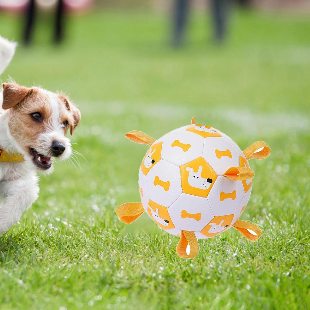 Dog Soccer Ball Pet Chew Toys Catch Tabs Cleaning Tug of War Training Interactive Football for