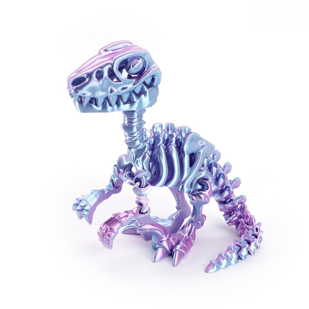 3D Printed Mini Dinosaur Skeleton Model Movable Joints Velociraptor Decor Office Desk Ornament Kids Gift Home Decoration