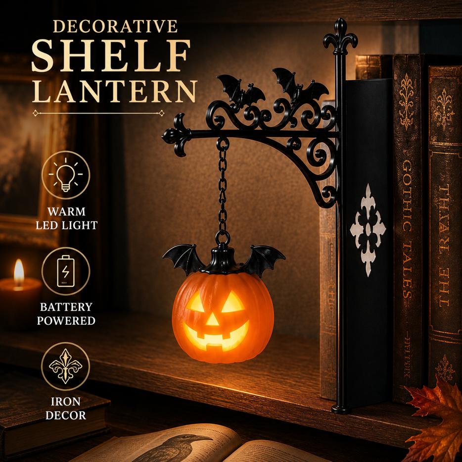 Gotischer Buchständer mit Hängelaterne, Halloween Kürbisdekor, Atmosphärische Lampe für die Bibliothek, Dekorative Souvenir für Lesebegeisterte
