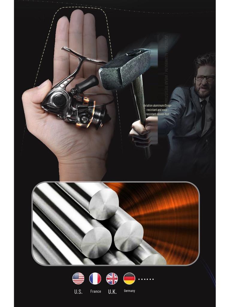 Mini Stainless Steel Fishing Reel – All-Metal Design for Raft, Ice, and Surf Fishing.