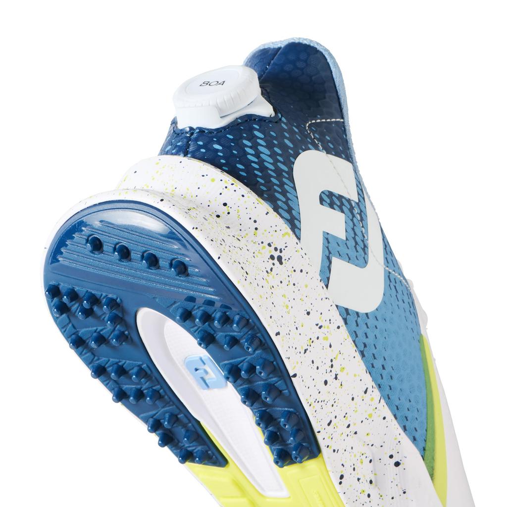 FootJoy Fuel Flash Boa Golf Shoes for 3E Men, White/Blue, 27.0 Cm,