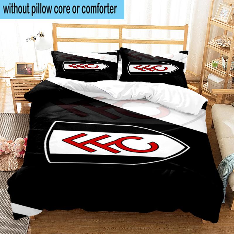 3pcs Fulham F.C Printed Bedding Set Duvet Cover Closure Includes 1 Duvet Cover & 2 Pillowcases Bedding Sets Home Decor Gifts