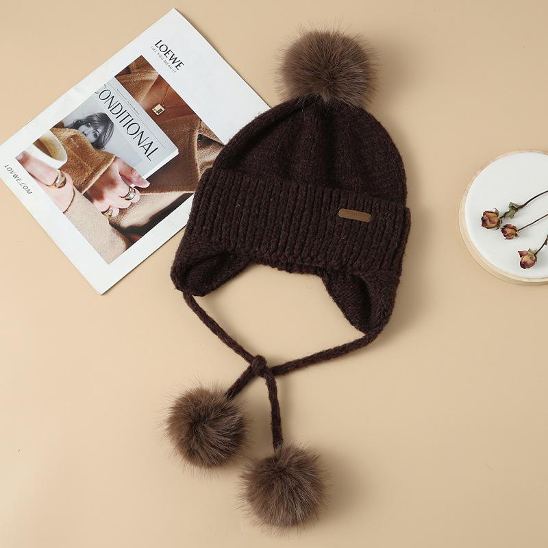 Sweet and Cute Patch Knitted Wool Hat Autumn and Winter Outdoor Travel Cold and Warm Hat Versatile Face Showing Small Pullover Hat
