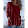 IHUASU Women's Fashion Casual Long Sleeve Autumn Winter O-Neck Blouses & Shirts Elegant