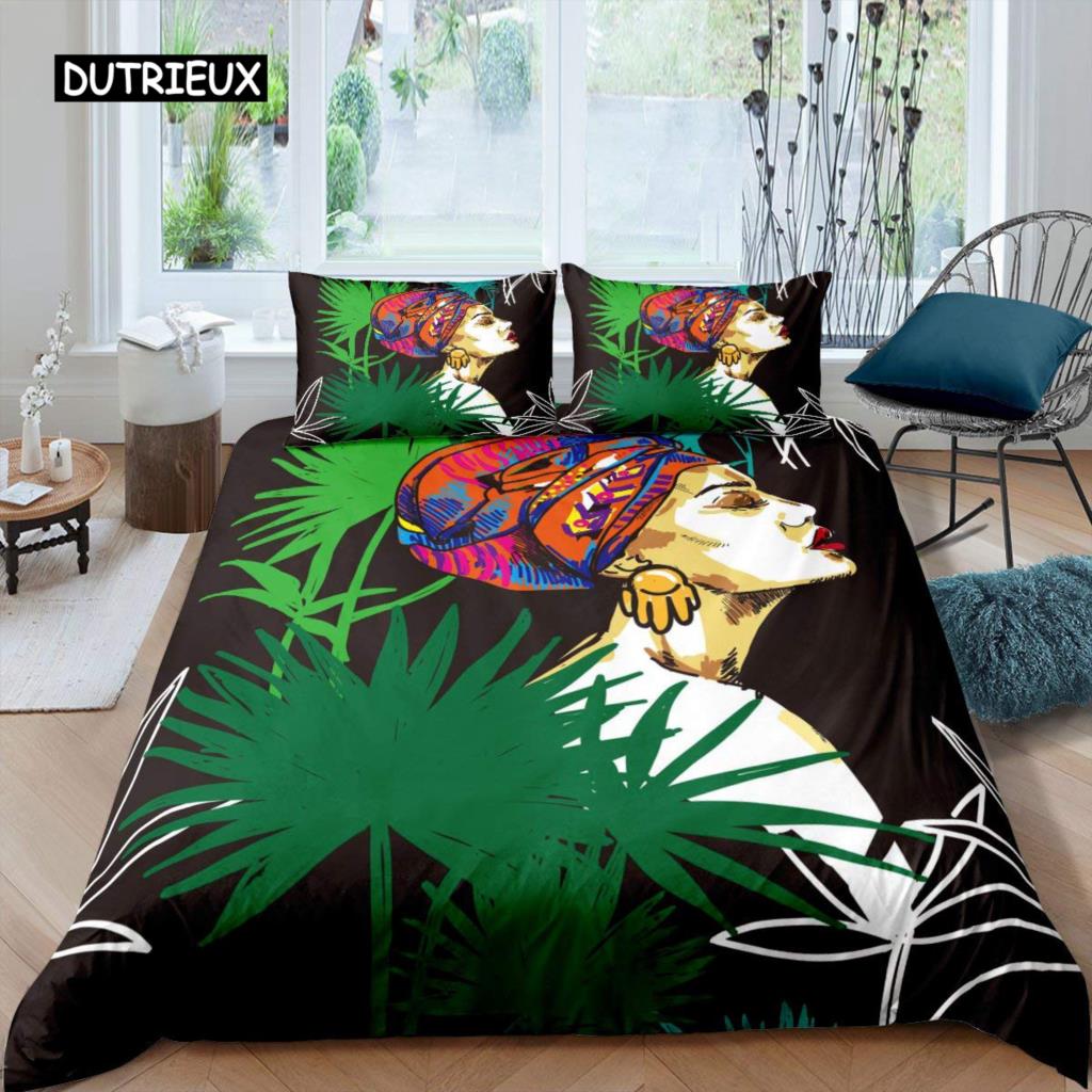 Tribal Woman Duvet Cover Colorful Ethnic African Woman Comforter Cover Pillowcase Double Queen King Size Polyester Qulit Cover