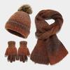 Acryl Strickmütze Schal Handschuhe Set für Herbst Lässiges Damen Mode Accessoire Paket