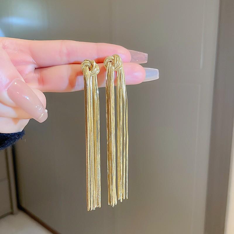Silver Needle Metal Style Long Zircon Leaf Tassel Earrings Exquisite Fashion Earrings Cold Wind Light Luxury Temperament Earrings