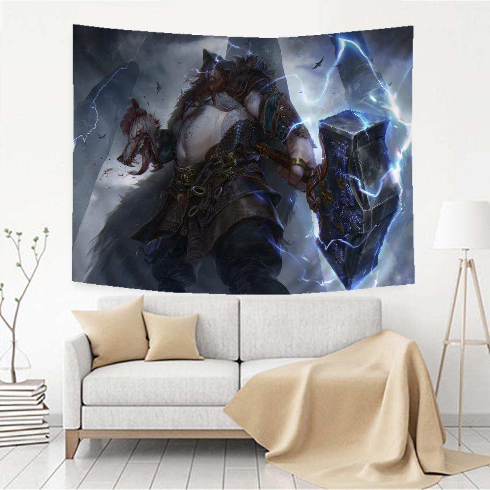 God of War Tapestry Floor Mat NonSlip Laundry Room Mat Laundry Decor Balcony Child Living Room Household Carpets