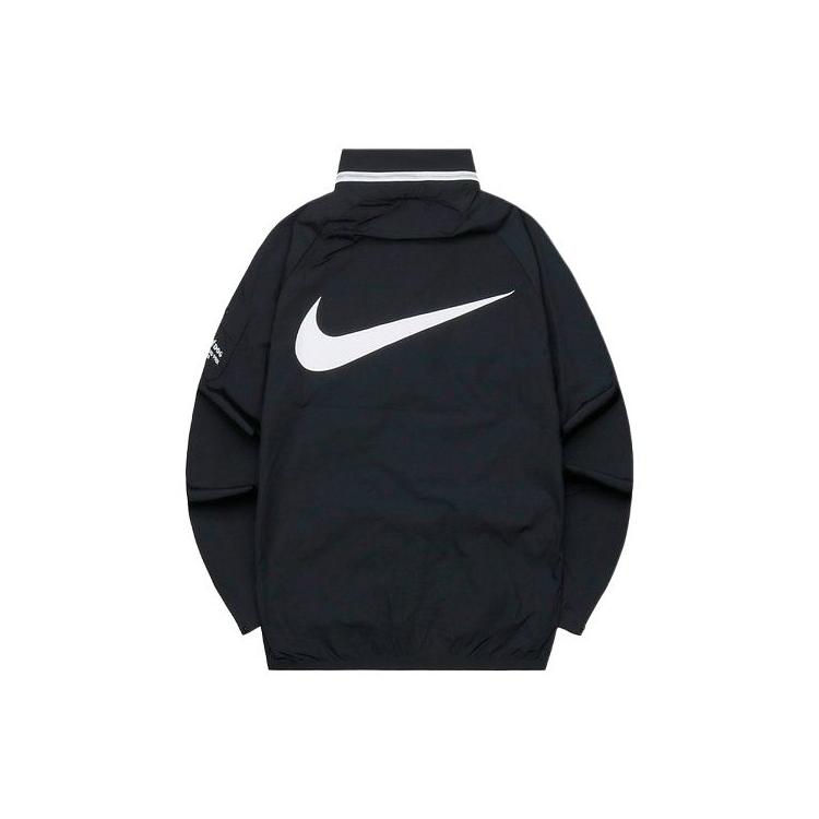 Nike Solid Color Logo Print Zip-Up Collar Jacket Men Jackets Black FB7264-010