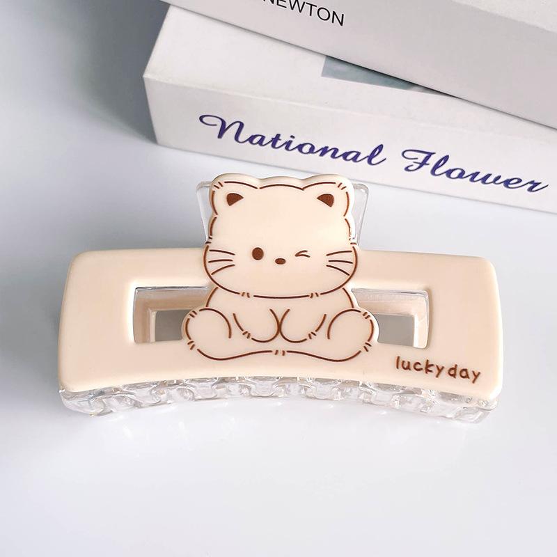 1pc New animal kitten square big hair grab, high-end cute girl, shark clip on the back of the head, vinegar clip hair grab
