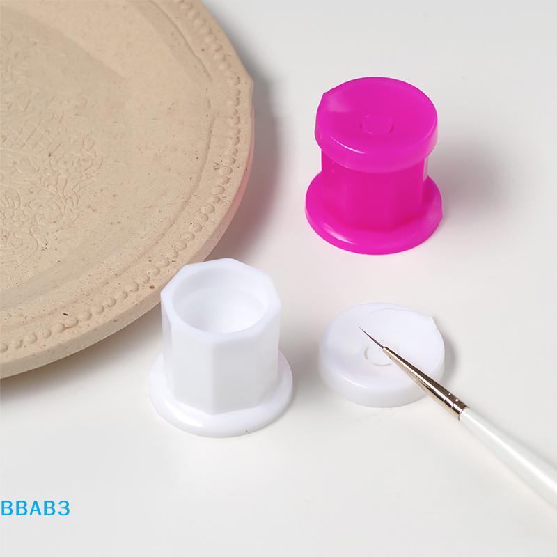 Mini Plastic Octagonal Powder Liquid Nail Cup Wiyh Cap Nail Brush Cleaning Tools Liquid Power For Mixing Bowl Brush Holder Dish