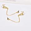 Temperament New Style Fashionable Hook Five-pointed Star Wire Double Ear Piercing Earrings Temperament Ear Chain