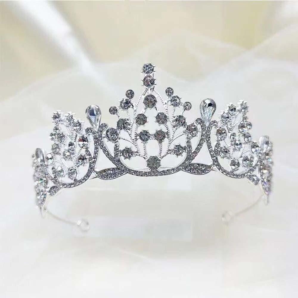 Shiny Silver Floral Crown Elegant Princess Rhinestone Tiara Crown Hair Accessory  Photography Props