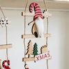 Cartoon Climbing Ladder Santa Claus Pendants with Bells Merry Christmas Decor  Hotel Office Decor