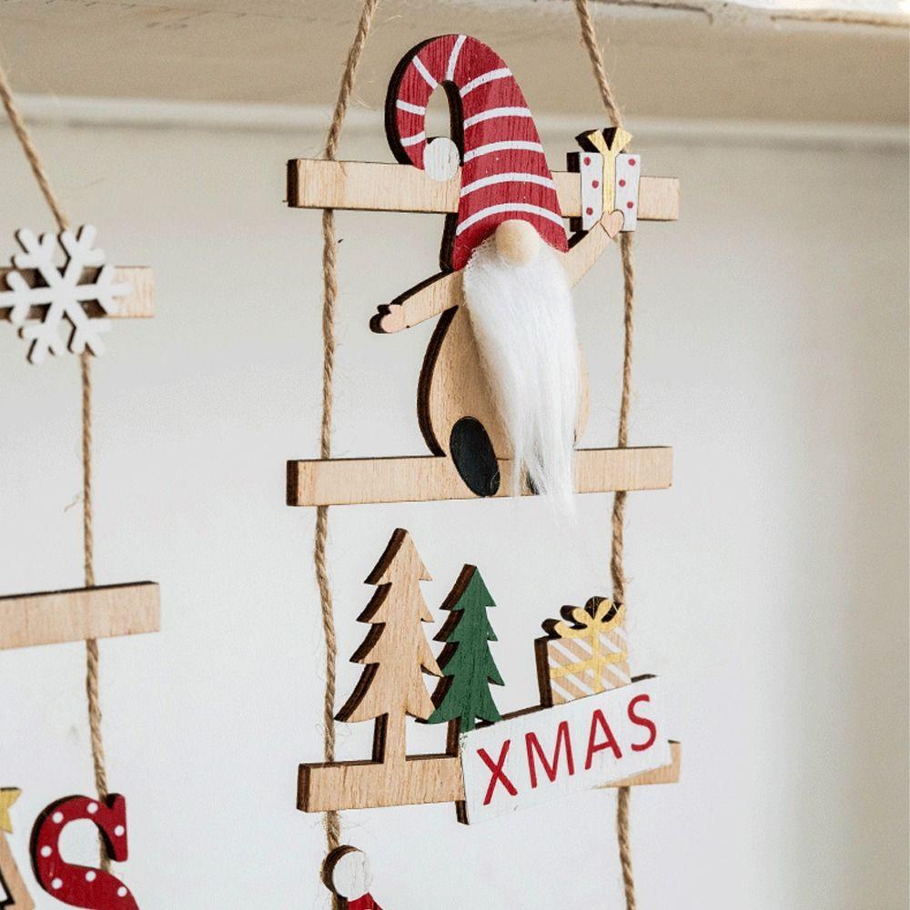 Cartoon Climbing Ladder Santa Claus Pendants with Bells Merry Christmas Decor Hotel Office Decor