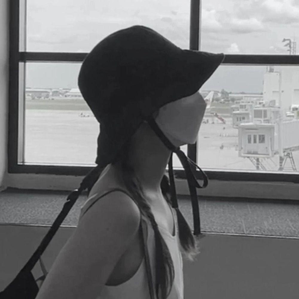 Wide Brim Fisherman Hat Lace-up Sunshade Basin Hat Fashion Sun Hat