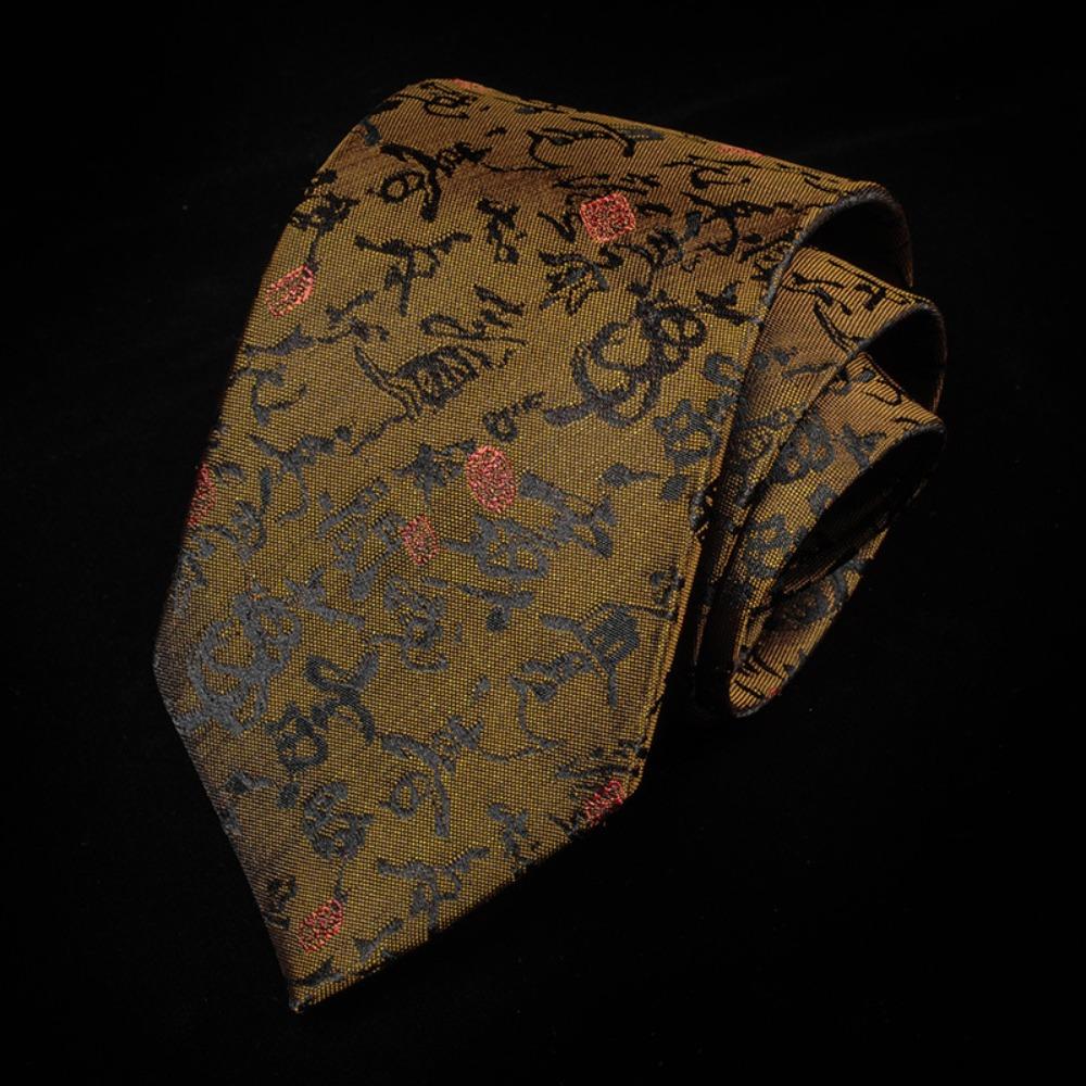 Adjustable Jacquard Silk Tie National Men Necktie Fashion Chinese Dragon Pattern Tie Wedding