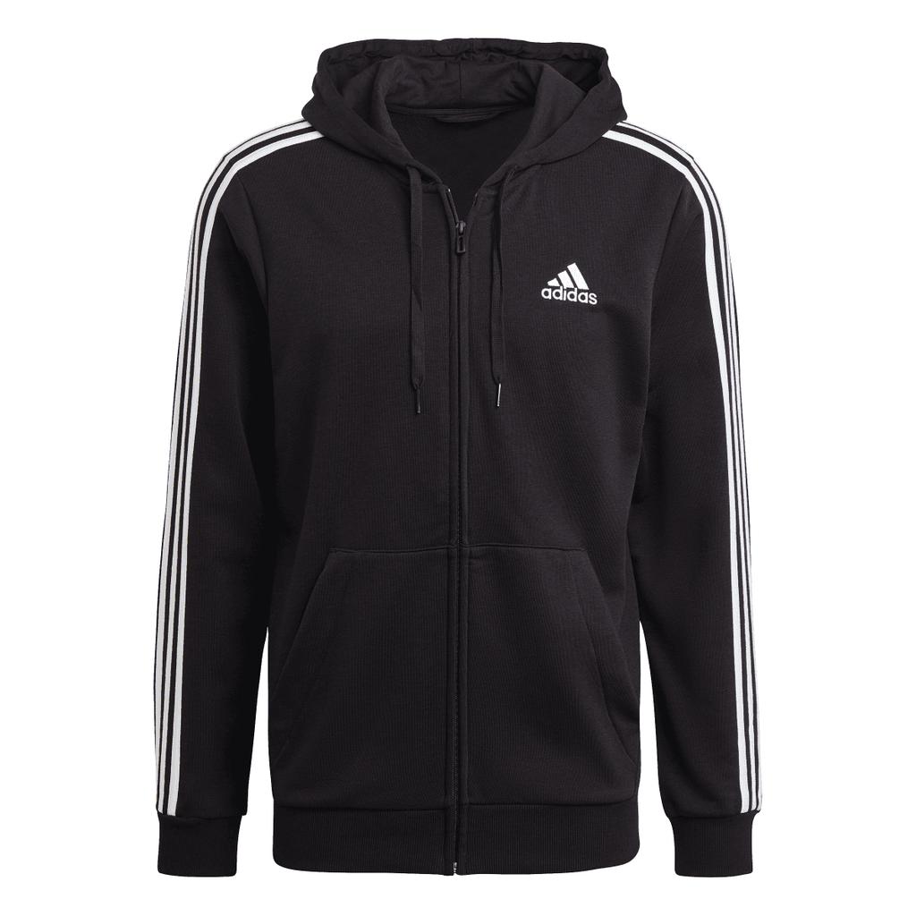 Adidas Herren Essentials 3 Streifen Kapuzenjacke mit durchgehendem Reißverschluss