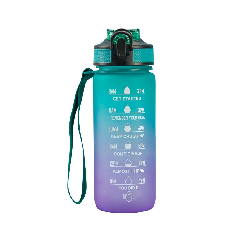 Botella de agua esmerilada degradada sin BPA con pajita – Vaso portátil Bounce para estudiantes