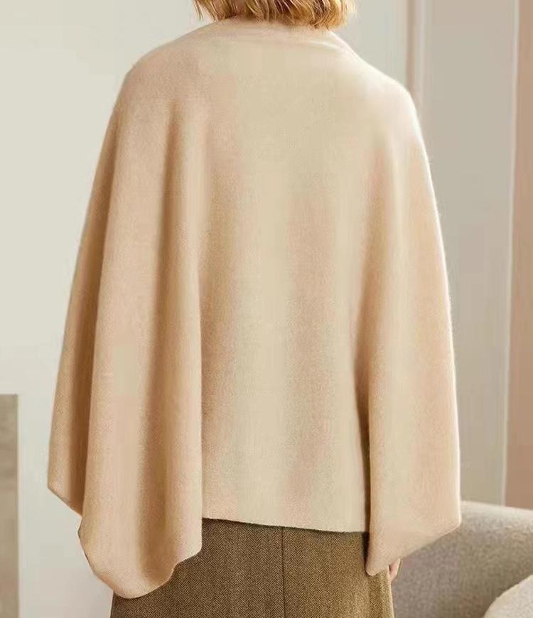 Pure Wool Flat Shawl Scarf - Warm Cashmere Blend Cape