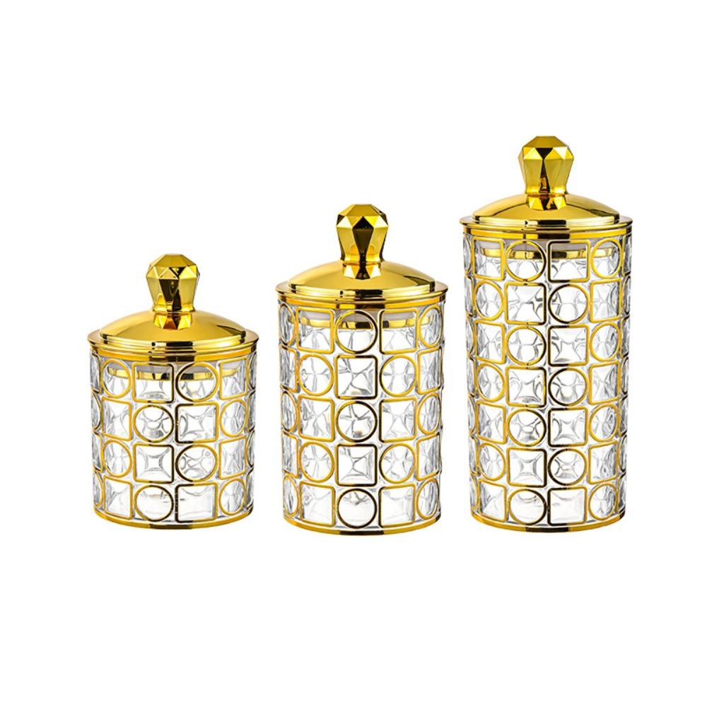 

3PCS/SET with Lid Food Storage Pots Transparent Sealed Jar Durable Storage Box Candy Style A