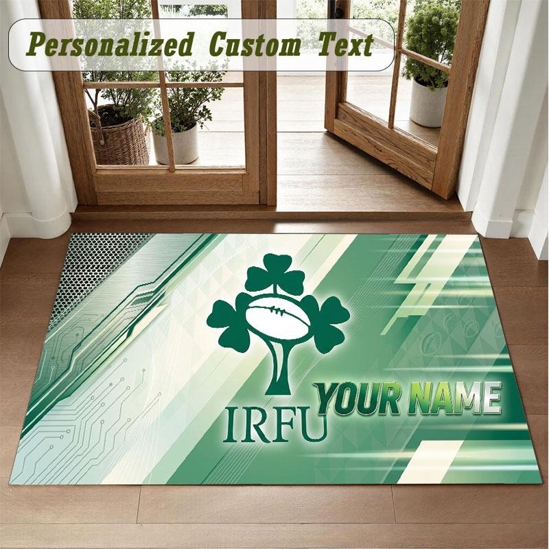 Crystal Velvet Square Rug Custom NameIreland Rugby Pattern Non Slip Home Floor Decor Rug