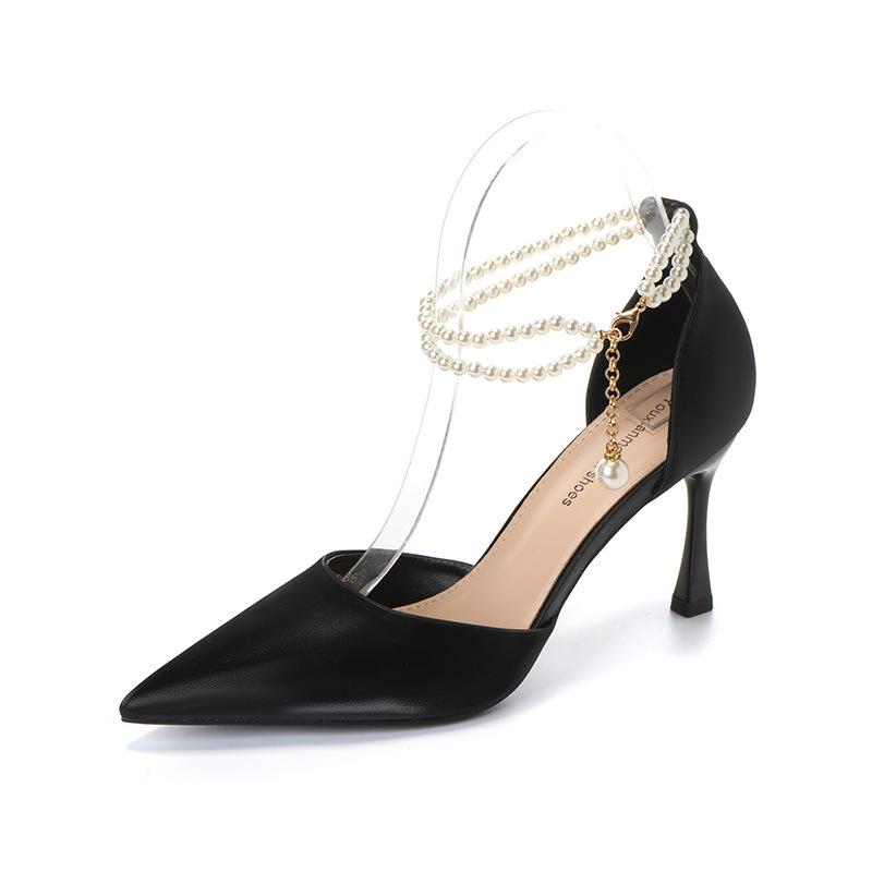 

9777-9 French Pointed Toe High Heels: Versatile Summer Sandals with Thin Heels for Skirts 40