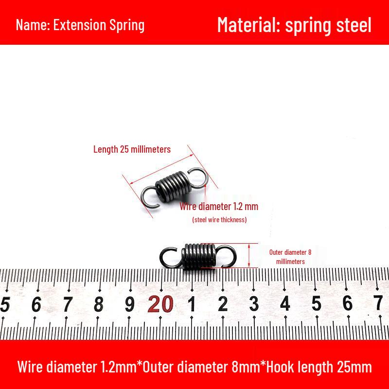 1.2mm Wire Extension Spring with Hook - Soft Tensile Force Spring Accessory