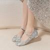 Four Seasons Girls Single Shoes Comfortable Sequins Performance Crystal Shoes Bow Princess Shoes New Soft Sole Children's Leather Shoes Women