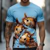 Cartoon Anime Horse Graphic T-shirt For Men Funny Casual 3D Animal Print O-neck Breathable Tee Shirts Summer Daily Leisure Tops
