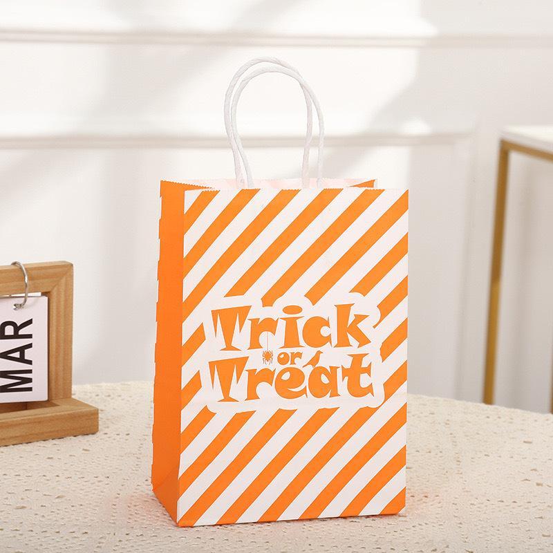 Halloween Themed Pumpkin Bags with Handles Fun Trick Or Treat Candy Pouches for Family Holiday Gift Wrapping